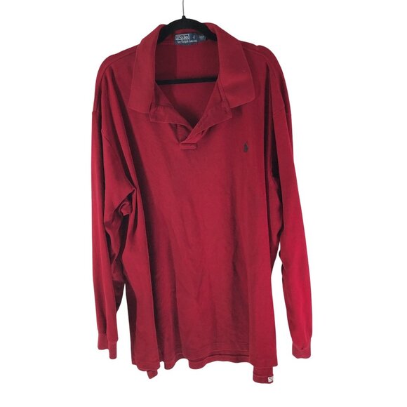 Ralph Lauren Polo Mens Red Long Sleeve Polo Shirt 3XLT Tall 100% Cotton - Picture 1 of 3